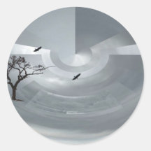 In the clouds round sticker