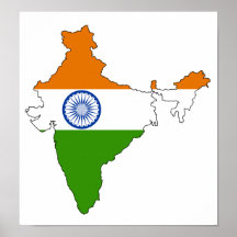 India Flag Map full size Print