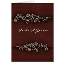 Indian brown with pewter flower design card