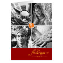 Indian Wedding 4 Photo Thank You Card