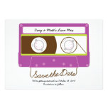 Indie Mixtape Wedding (Purple/Lime) Save the Date Announcements