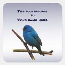 Indigo Bunting Bookplate Stickers