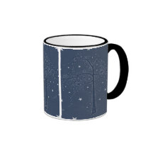 Indigo Sparkle Stars Scroll Tree at Night Mug