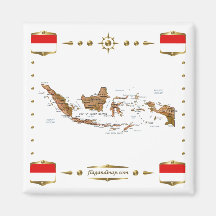 Indonesia Map + Flags Magnet