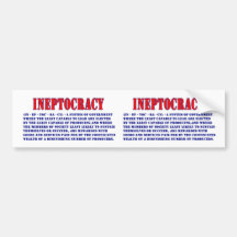 INEPTOCRACY DEFINITION BUMPER STICKER