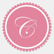 Initial C princess pink monogram seal party favour Sticker