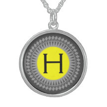 Initial on Yellow with Silver Grey Necklace