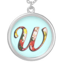 Initial W Monogram Necklace