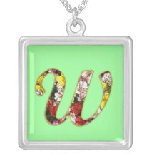 Initial W Monogram Necklace