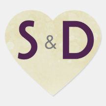 Initial Wedding Heart Heart Sticker