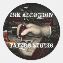 Ink Addiction Tattoo Studio Round Stickers