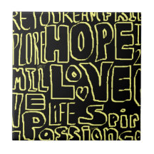 Inspirational punk art ceramic tile