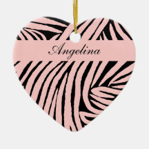 Inspired Zebra Print  Pink Christmas Tree Ornament