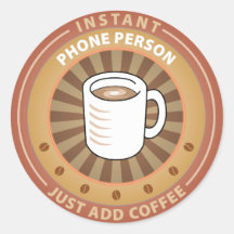 Instant Phone Person Round Stickers