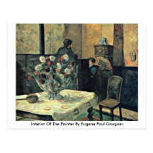 Interior Of The Painter By Eugene Paul Gauguin Post Card
