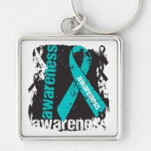 Interstitial Cystitis Awareness Grunge Ribbon Keychains