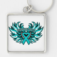 Interstitial Cystitis Awareness Heart Wings.png Keychains