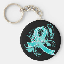Interstitial Cystitis Believe Flourish Ribbon Keychains