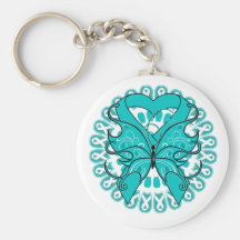 Interstitial Cystitis Butterfly Circle of Ribbons Key Chain