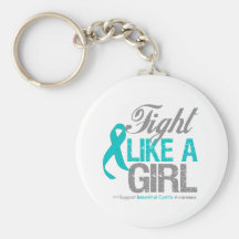 Interstitial Cystitis Ribbon Fight Like a Girl Keychain