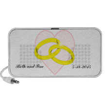 Intertwined Wedding Rings & Heart Laptop Speaker