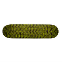 Interwoven Triangles v1 - Black and Yellow Skateboard Deck