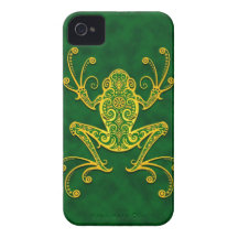 Intricate Golden Green Tree Frog Case-Mate iPhone 4 Cases