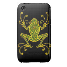 Intricate Green and Black Tree Frog iPhone 3 Case-Mate Cases