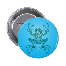 Intricate Light Blue Tree Frog Button