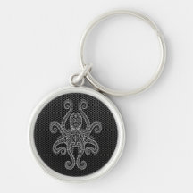 Intricate Steel Mesh Octopus Keychain