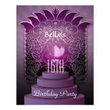 Invitation  16th Birthday Party Rose Lilac Bird