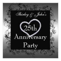 Invitation 25th Wedding Anniversary Party Silver