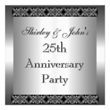 Invitation 25th Wedding Anniversary Party Silver