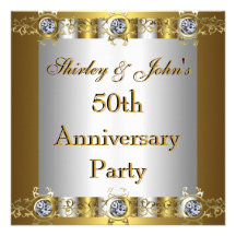 Invitation 50th Wedding Anniversary Party Gold