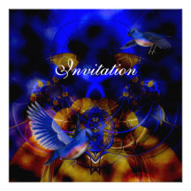 Invitation Abstract And Blue Birds