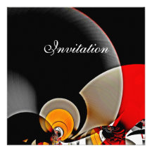 Invitation Abstract  Lunar Space Red Yellow Black
