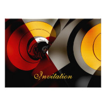 Invitation Abstract  Lunar Space Red Yellow Black