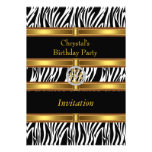 Invitation Animal Zebra Print Gold Birthday Party