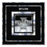Invitation Art Deco Silver Black Diamond Swan