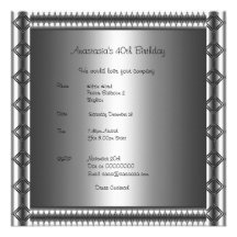 Invitation Birthday Silver Abstract Pipes