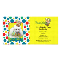 Invitation Cupcake - Poodle - White Personalised Photo Card