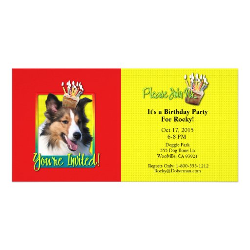 Invitation Cupcake - Sheltie Picture Card