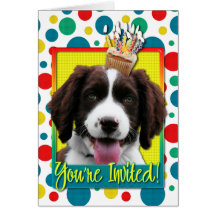 Invitation Cupcake - Springer Spaniel - Baxter Greeting Card