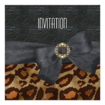 Invitation Elegant Wild Animal Black Gold Jewel