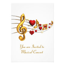 Invitation for Musical Concert in Gold Lettering