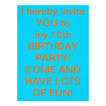 Invitation for the 16th Birthday Party