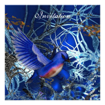 Invitation Magical Blue Birds Blue