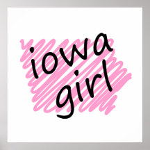 Iowa Girl with Scribbled Iowa Map Posters
