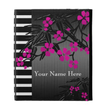 Ipad Case Pink Asian Bamboo Black