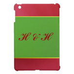 iPad Mini Case - Green, Red and Yellow - Monogram